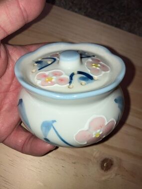 Ben Rickert Japan Hand-Painted Ceramic Floral Jar in Blue & Pink